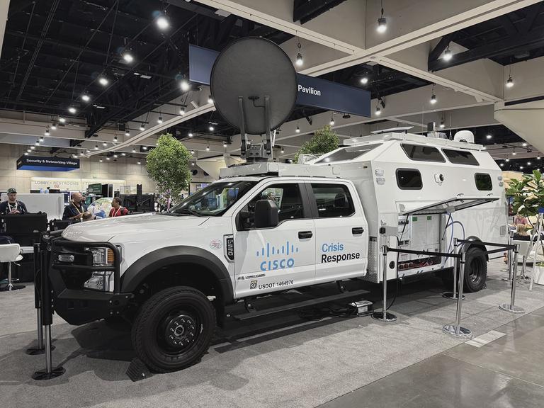 An interesting real world application of enterprise networking was this Crisis Response Vehicle that gets deployed to emergency locations. With a satellite uplink it can provide Wi-Fi services in places where infrastracture has been damaged or destroyed.