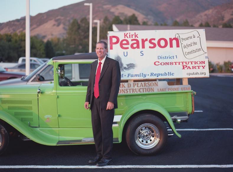 Kirk Pearson poses for a photograph outside the Mountain Road Evangelical Presbyterian Church.