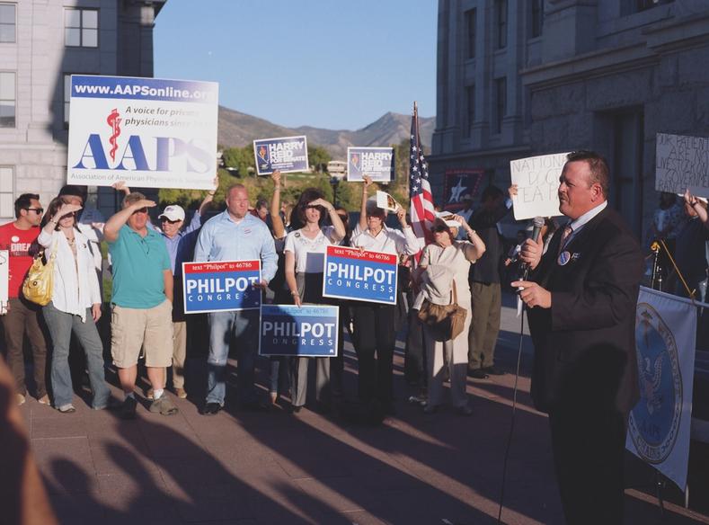 The National Doctors Tea Party made a stop at the Utah State Capital in the summer of 2010 to hold a rally in opposition of President Barack Obama’s proposed health care overhaul.