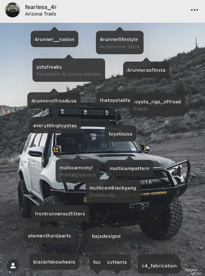 Example Instagram post with tagging