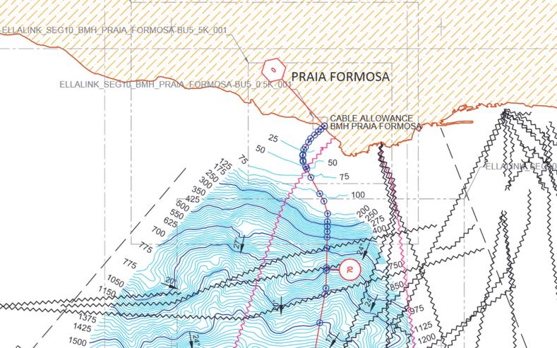 Geographical survey performed by Alcatel Submarine Networks for the EllaLink project as it makes landfall on the southern coast.