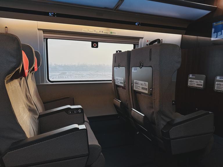 Example seating from First Class. Business class was about double the price but had lay flat enclosed pods. Example seating from First Class. Business class was about double the price but had lay flat enclosed pods.