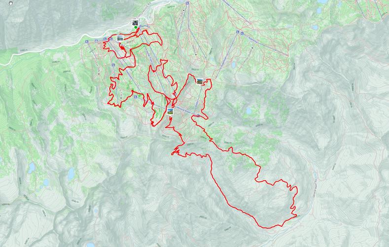 Speedgoat 50K 2024 Course Map based on my Strava activity. the northern section is the Snowbird Ski Resort.